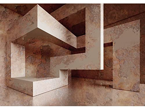 Runa Art Fototapete 3D Abstrakt 352 x 250 cm Vlies Tapeten XXL Moderne Wandtapete Wohnzimmer Schlafzimmer Braun 9159011a