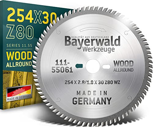 Bayerwald HM - Lame per sega circolare da banco – Ø 254 mm x 2,8 mm x 30 mm | Dente alternativo | Fori combinati per Bosch GTS 10 & PTS 10 (80 denti)