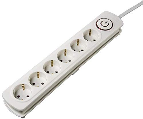 Hama 00137271 Steckdosenleiste für den Innenbereich, 6 AC-Ausgänge, Weiß, 6 AC-Ausgänge, Typ F, 1,5 mm², weiß, Kunststoff