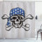 ABAKUHAUS Schädel Duschvorhang, Pirate Schlechter Kopf Knochen, Stoffliches Gewebe Badezimmerdekorationsset mit Haken, 175 x 200 cm, Blau grau Schwarz Grau