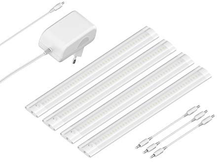 ledscom.de LED Unterbau-Leuchte SIRIS weiß matt, flach, 30cm, je 370lm, weiß, 4er Set