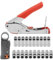 WMYCONGCONG Kompressionszange Set, Koaxialkabel-Crimper-Werkzeug-Set, Crimpenzange für Koaxialkabel, Abisolierwerkzeug für RG59, RG6, mit 20 F-Steckern