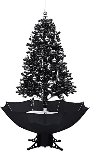 vidaXL Schneiender Weihnachtsbaum mit Schirmfuß Schneefall Künstlich Tannenbaum Christbaum Kunstbaum Dekobaum Weihnachten Dekoration Schwarz 170cm PVC