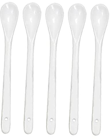 TOSSPER 5pcs Céramique Cuillère À Café Pur Porcelaine Os Scoop Petit Cuillère À Thé De Cuisine Vaisselle Fournitures