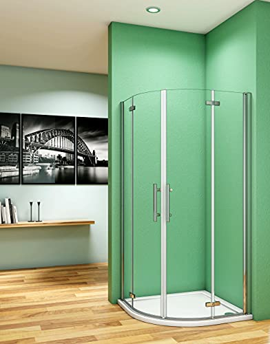 Acezanble Duschkabine 80x80cm Runddusche Duschabtrennung Viertelkreis Dusche H195cm mit Duschtasse