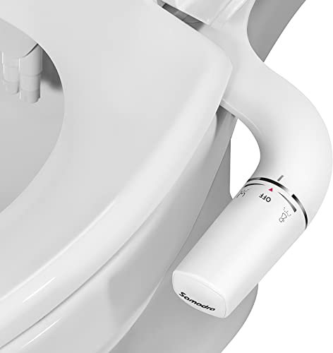Bidet Attachment for Toilet Left Side,SAMODRA Classic 7.0 Ultra-Slim Bidet with Non-Electric Dual Nozzle,Adjustable Water Pressure,Cold Water,Easy to Install and Use