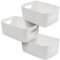 SA Products Set of 3 Storage Box | White Storage Boxes With Handle | Rectangular Plastic Storage Baskets | Stylish Cupboard Organiser For Kitchen, Home, Office and Bathroom (White)