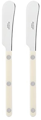 SABRE PARIS - 2er Set Buttermesser 14 cm - Bistrot - Ideal Für Butter, Aufstrich - Edelstahl & Nylon - Spülmaschinenfest - Elfenbein