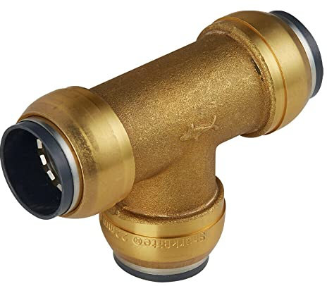 Druckluft-Rohr Schnell-Steckverbinder PEX-Rohr Schlauch Messing-Steckfitting SharkBite (T- Stück (Sharkbite), 15 mm)