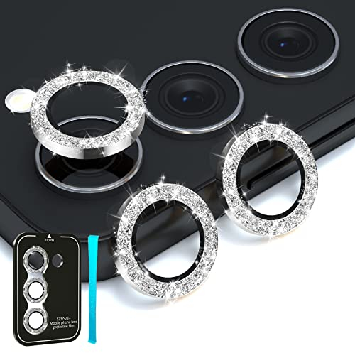 Imluckies Camera Lens Protector for Samsung Galaxy S24 / S23 Plus, Shiny Diamond Tempered Glass Anti-Scratch 9H with Aluminium Alloy Edge