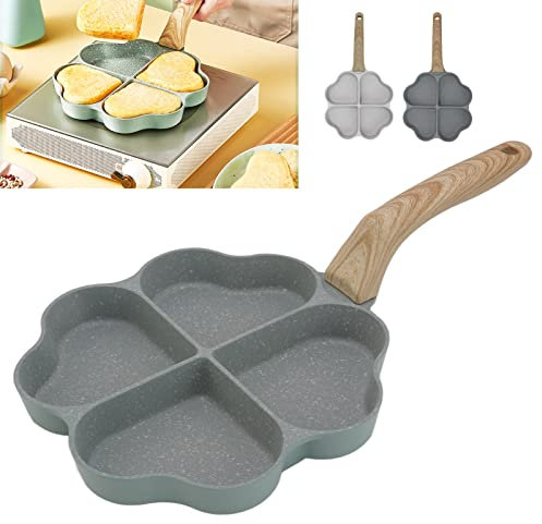 Alvinlite Eier Bratpfanne 4er Pack, Burger Maker Unique Love Heart Omelette Pfannkuchenpfannen Antihaftbeschichtete gleichmäßige Heizung mit Griff für das Frühstück in der Küche(Weiß)