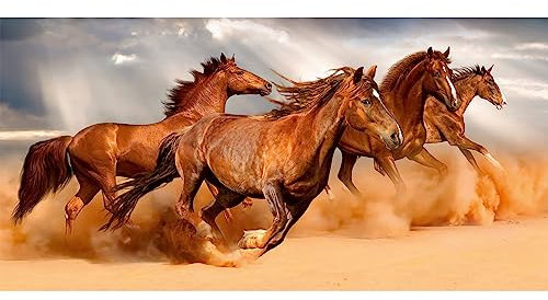 HUBDECO Schutzunterlage für den Schreibtisch - Schützt Schreibtisch vor Kratzern und Schäden - Langlebig, Hitzebeständig - Pflegeleicht, Wasserfest - Mauspad - 120x60cm - Pferde im Galopp