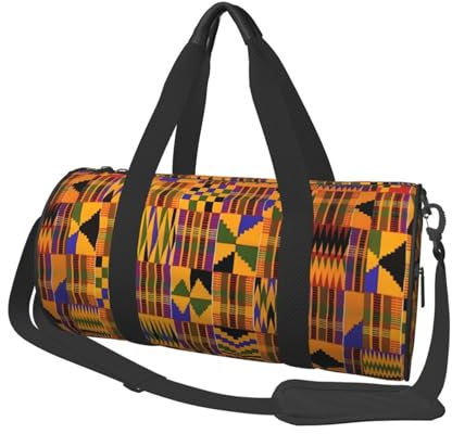 Reisetasche mit afrikanischem Ethno-Muster, Sporttasche für Damen und Herren, Schulter-Sport, Reisen, Reisetasche, Weekender, Workout-Tasche für Übung, Yoga, Radfahren, Schwimmen, Camping, Schwarz ,