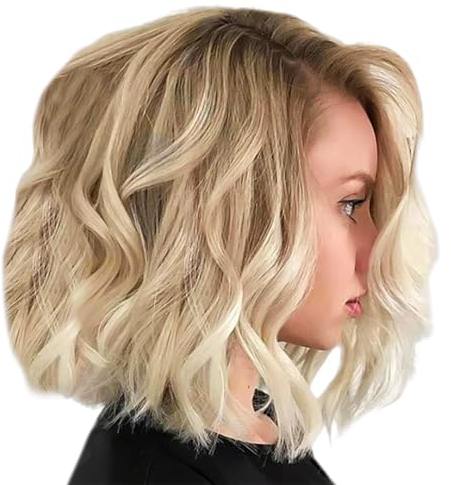 1 Stück Kurze Lockige Perücke, Damenperücke, Bob-Perücke, Kurze Gewellte Perücke, Blonde Perücke, Braunes Gemischtes Gold-Chemiefaser-Stirnband, Geeignet Für Pendeln, Partys, Geburtstage (35 Cm)