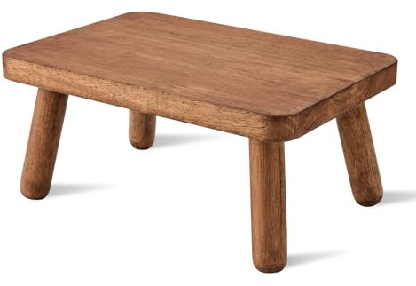 JUJIAFU Wooden Step Stool Anti-Slip Step Stools for Adults Heavy Duty Stepping Stool Kitchen Step Stool for Adults One Step Stool for Office, Bedroom, Garden, Bathroom (6.3 High)