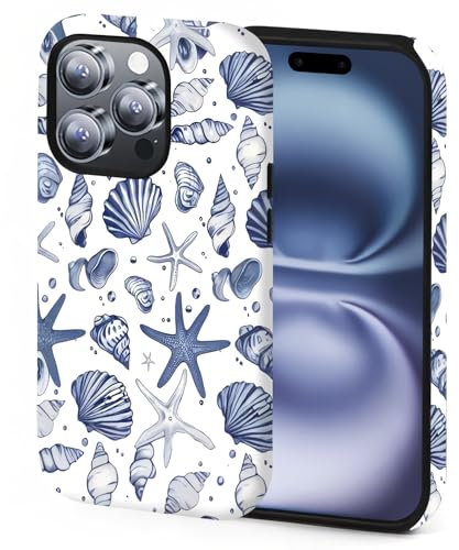XUNQIAN Compatible for iPhone 12 / iPhone 12 Pro Case, Coastal Beach Summer Blue Ocean Seashell Aesthetic Protective Phone Case (for iPhone 12), RUI-97A-A