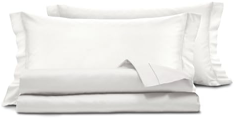 Smart Deco Home Completo letto lenzuola in raso di puro cotone Made in Italy con elegante ricamo MATRIMONIALE BIANCO