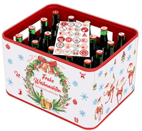 Bier Adventskalender 2024, Männer Adventskalender Bier, Bastelset aus Filz mit Klettverschluss, und 24 Adventskalender Aufkleber für Kronkorken Bierchen
