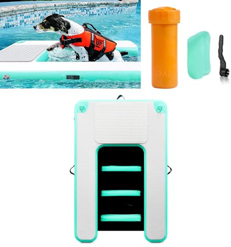 Inflatable Dog Ramp, Water Ramp for Dogs, Inflatable Water Ladder Steps for Pools Boats Docks