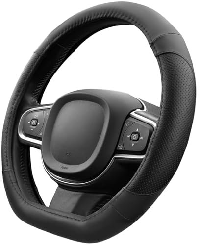 Upgrade4cars D-Form Lenkradbezug in Schwarz | Lenkradschoner Universal | Lenkradhülle für Sommer & Winter | Autozubehör Innenraum Deko