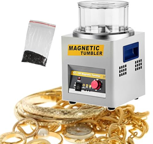 ZHJOPP Jewelry Polisher, Lapidary Polisher, Magnetic Tumbler Jewelry Polisher, Mini Metal Finisher Finishing Machine, Gold Precision Parts Polisher (110V)