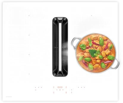 Klarstein AirJet FlexPro Induktionskochfeld Mit Dunstabzug - A+ Energieeffizienz, 600 m³/h Luftstrom, 14 kW Leistung, 4 Flexzonen, Leise 52 dB, Touch-Steuerung, Weiß