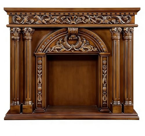 Home Decorative Ornate Wood Fireplace Mantel Freestanding Decorative Surround Surround frame(Natural)