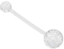 Glitzer Bauchnabelstab für Schwangerschaft und Mutterschaft aus Bioflex/Kunststoff, Flexibles PTFE-Körperpiercing, Schmuckstäbe/Ringe (Durchsichtig)