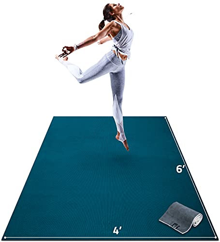 Große PremiumMatte – 1,8 m x 1,2 m x 8 mm, extra dick und bequem, ungiftig, rutschfest, BarfußÜbungsmatte – Yoga, Stretching, CardioWorkoutMatten für Zuhause, Fitnessstudio, Bodenbelag (182,9 cm