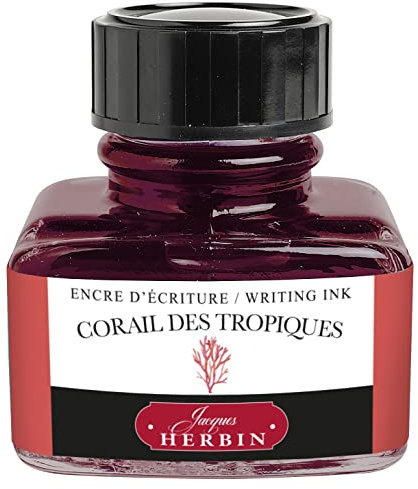 Jacques Herbin 13059T Tinteflakon 30 ml für Federhalter, 1 Stück, korallenrot