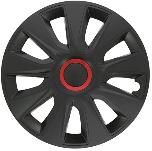 S SUMEX Juego de 4 Tapacubos de 15 Pulgadas Diseño Washington Noir Rouge, Acabado Negro y Rojo ABS Resistente a Fuertes Impactos, Duradero y Fiable con Anillo de sujeción Ajustable