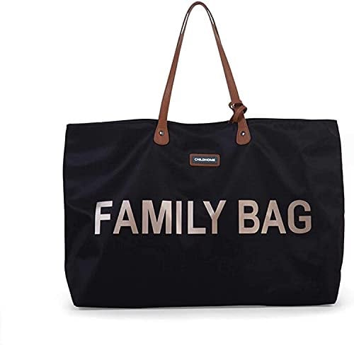 Childhome, Family Bag, Wickeltasche, Reisetasche/Wochenendtasche, Großes Fassungsvermögen, inkl. abnehmbarer Tasche, Schwarz/Gold