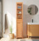 Hallowood Furniture Waverly Oak Bathroom Storage Unit with Drawer and Open Shelves, Narrow and Freestanding Tall Slim Bathroom Cabinet, Display Cabinets for Small Spaces & Hallways