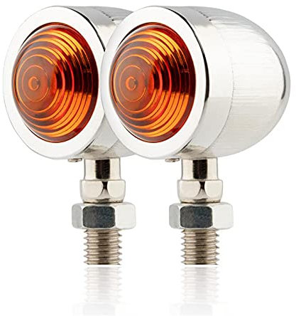YSSMAO 2 STÜCKE Motorrad Blinker Licht Retro Motorrad Signal Lampe Einzellinie Mini Front Turn Signal für Harley Honda Suzuki Yamaha,Weiß