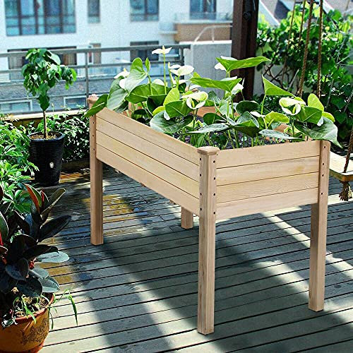 EliteKoopers 4FT Raised Wooden Planter Legs Bed For Garden Flowers Vegetable Grow Trough Box (1Pcs)
