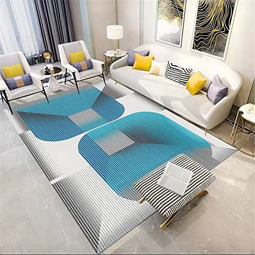 Xiaosua Teppich Mädchen Jugendzimmer Blau Teppich Salon Blau Nadelstreifen Geometrisch Abstrakt Teppich Esszimmer Verschleißfest Antirutschmatte Teppich 40X60Cm Auslegware 1Ft 3.7''X1Ft 11.6''