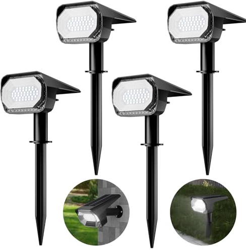 FANSANMY Solarlampen für Außen, 46 LED 3 Helligkeitsmodi Solarstrahler für Außen, IP65 Wasserdicht Wegeleuchten, Solar & USB zwei Ladeoptionen, für Garten, Eingangstür, Garage (4 Stück)