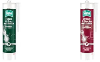 Praktisches 2er-Set aus 1x280ml Sista Wand & Decke Acryl weiß und 1x280ml Sista Haus & Bau Universal-Dichtstoff weiß, Dichtmassen für professionelle Ergebnisse innen & außen
