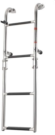 SUDEG Telescopic Marine Boat Ladder, 4 Step Stainless Steel Telescopic Pontoon Ladder with Non-Slip Steps for Boat Yacht Ship,880mm(L) x235mm (W)
