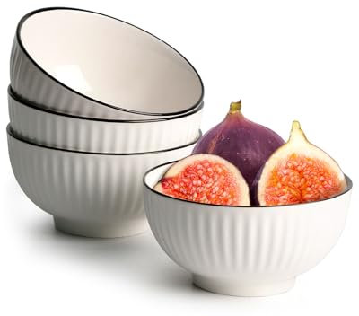 NUTRIUPS Lot de 4 bols à céréales - Petits bols à dessert - 300 ml - Blanc - 11,5 cm - En céramique - Bol en porcelaine