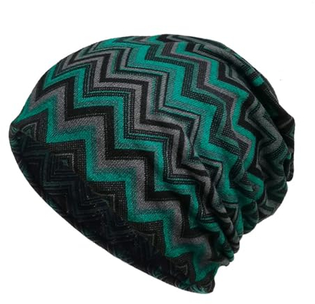 Tainrunse Modische Winter-Kopfbedeckung, bequem, Thermo-Mütze, Ethno-Stil, superweich, hochelastisch, winddicht, gestrickt, vielseitig einsetzbar, grün, One size