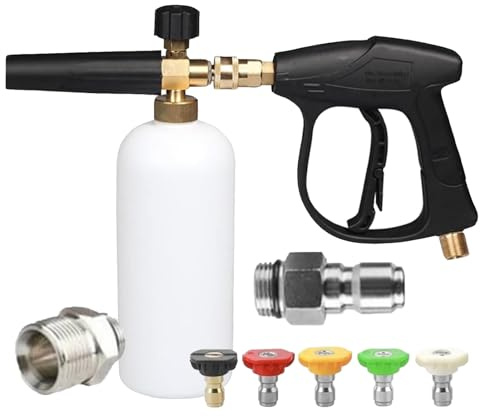 Schaumlanze Schaumkanone Für Hochdruckreiniger, Schneeschaumlanze 1L Flasche Mit 5 Schaumdüse, Seifenspender Fomer Flasche Schaumpistole Für Autoreinigung