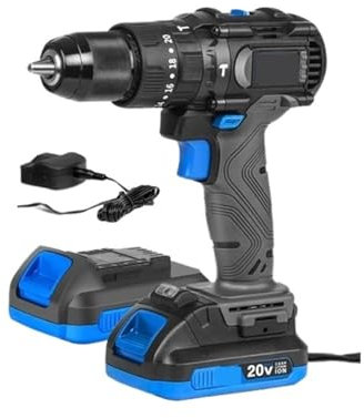 MZZYG Rotary Hammers 60NM Brushless Hammer Drill 20V Impact Cordless Electric Screwdriver Rechargeable Lithium Battery Power Tool(2.0AH*2 -Set4)