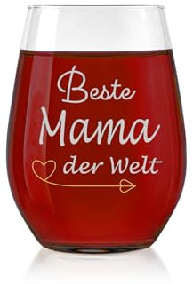 Geschenke für Mama, Weingläser mit Beste Mama der Welt. Geburtstagsgeschenk für Mom, Zarte Rotweingläser, Weingläser to go als Geschenke für Muttertag, Weihnachtsgeschenke, 480ml