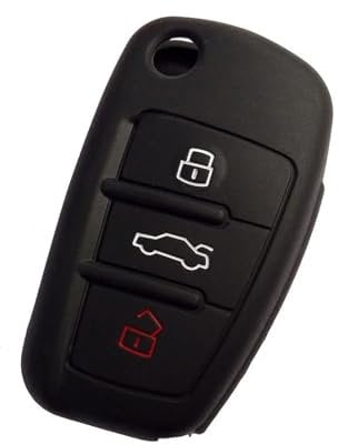 XEBRAD Silicone Car Key Cover Fold Flip Remote Keychain Case Fob, for Audi, a1 a3 a4 a5 a6 a7 a8 r8 Tt s5 s6 s7 s8 Sq5 q5 q7 Rs5 car key shell(Black)