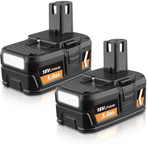FERRYBOAT 2 pezzi 18 V 5,0 Ah P108 ricambio per batteria Ryobi 18 V e strumento elettrico wireless, compatibile con P102 P103 P104 P105 P107 P108 batteria al litio