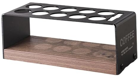 Generic Storage Rack for 10 Glass Coffee Tubes, Wooden Base, 21.6 X 8.9 X