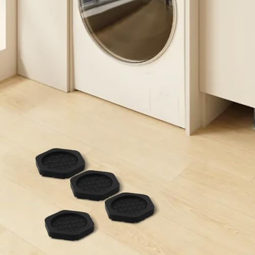 Almohadillas de vibración de control de ruido para lavadoras y secadoras de silicona para estabilidad de electrodomésticos (negro)