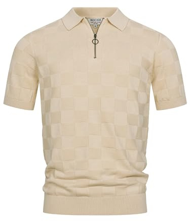 Indicode Herren INFras Strick-Polo aus Baumwolle mit Jacquard-Struktur | Elegantes Poloshirt aus Baumwolle mit Jacquardstruktur, Sommershirt, Herrenshirt, Freizeitshirt, Strickoberteil für Männer