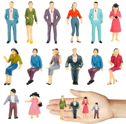 14 st miniatyrmänniskor 1:25 Miniatyrfigurer i olika poser Målad modellfigur för modellbyggande Skala HO Skala Miniatyrfigurer Modelljärnväg Minifigurer i olika poser Målad liten